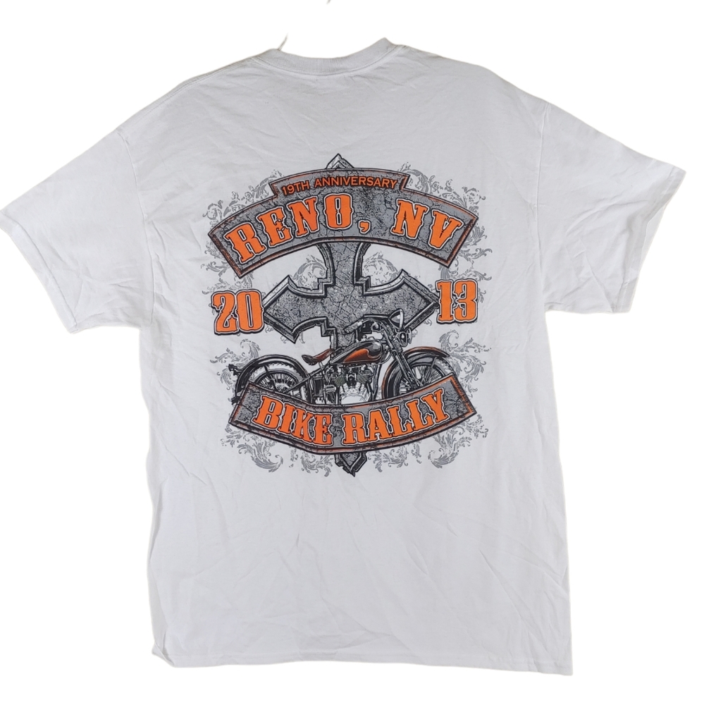 2013 Bike Rally motorcycle graphic Men's Tee Shirt Reno Nevada with Cross